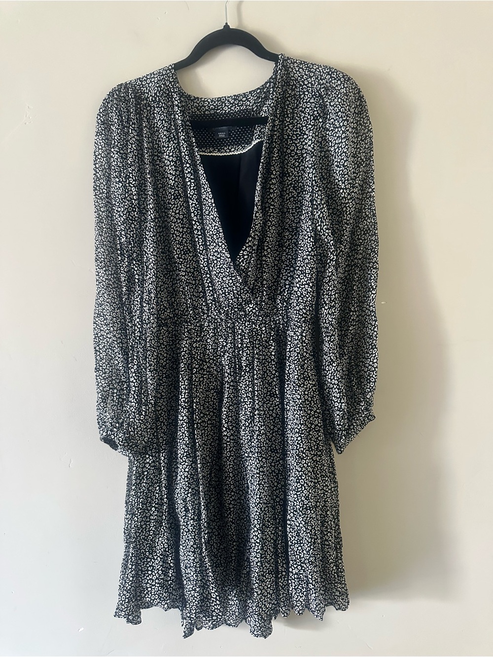 Anthropologie Black and White Mini Wrap Dress